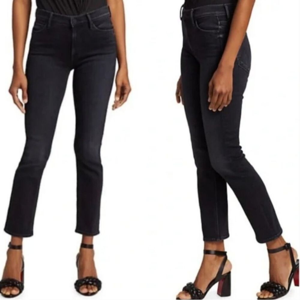 Mother The Mid-Rise Dazzler Ankle Jeans Deep End Black SZ 32